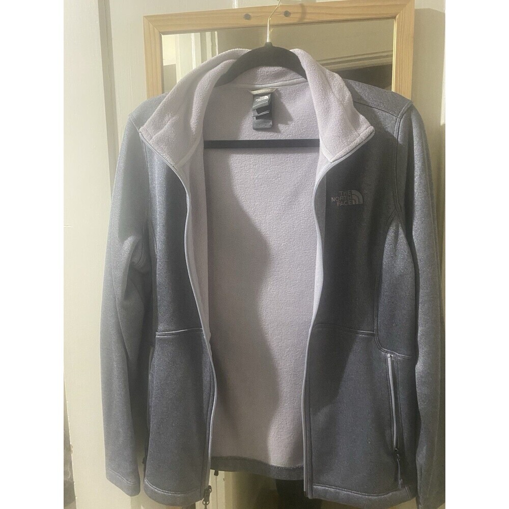 The North Face Women's Gray Zip Jacket Lined Mid-Length Size L Long Sleeve - Picture 2 of 5